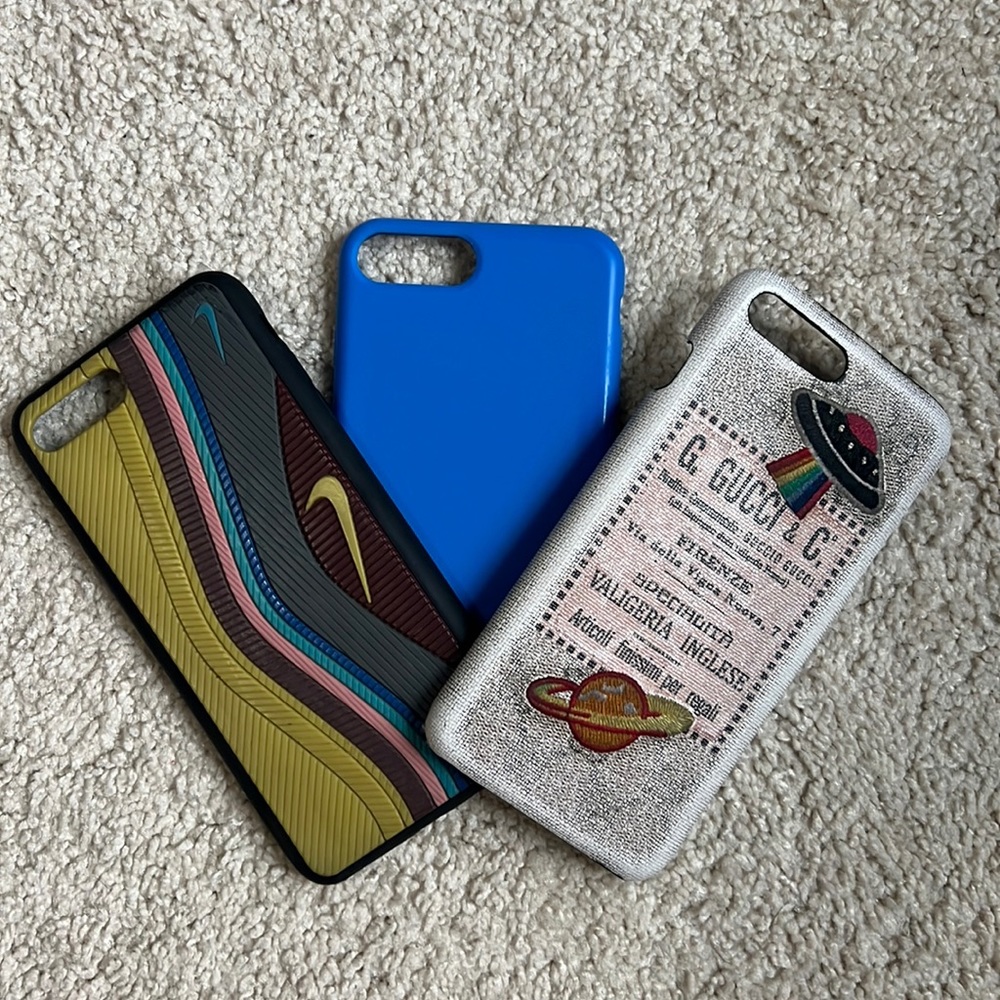 Nike iPhone 8 plus case; blue iHome iPhone 8 Plus case; Gucci iPhone 8 Plus case